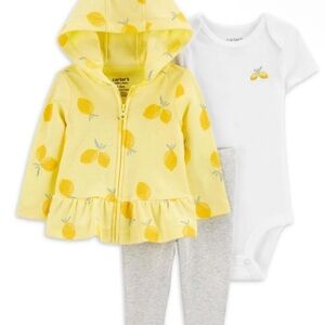 Child of Mine Lemon Print Baby Set - White and Yellow